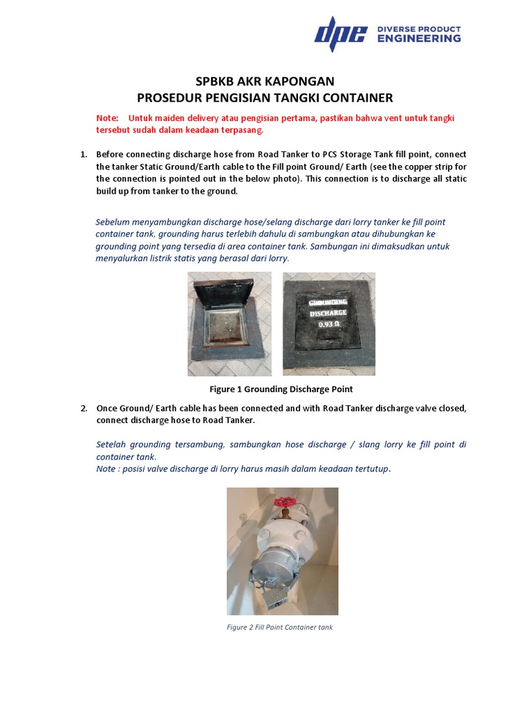 SOP AKR PCS Fuel Filling Procedure | PDF | Valve | Hydraulics