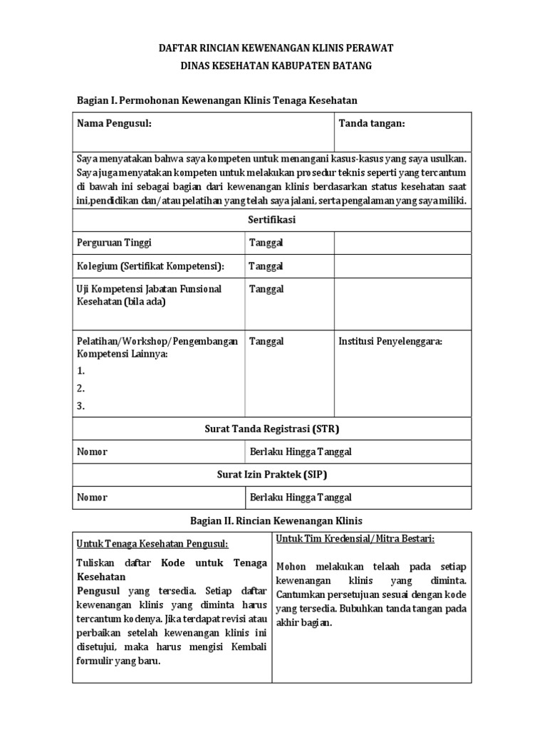 Instrumen Kredensial Perawat | PDF