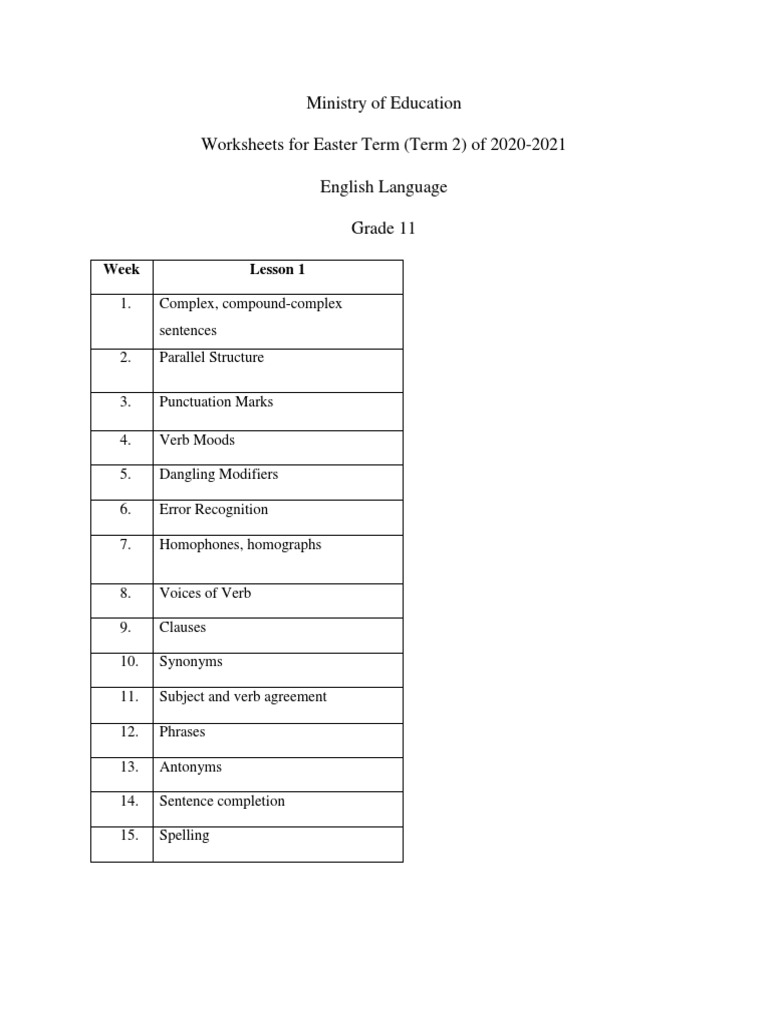 Grade 11 English Language 2021 Term 2 PDF Submarines Grammatical Tense