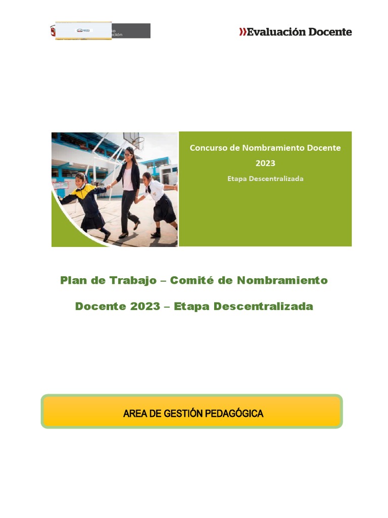 Plan de Trabajo Concurso Docente 2023 | PDF | Evaluación | Maestros