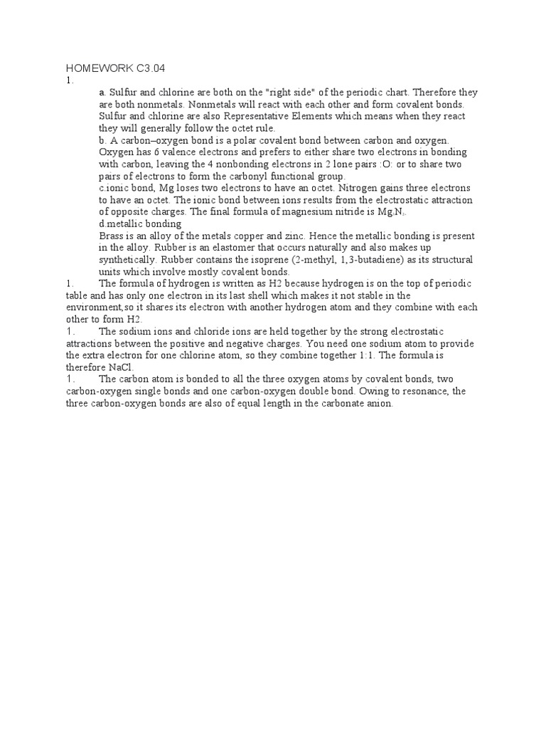 Chemical Bonding Types and Examples | PDF | Science & Mathematics ...