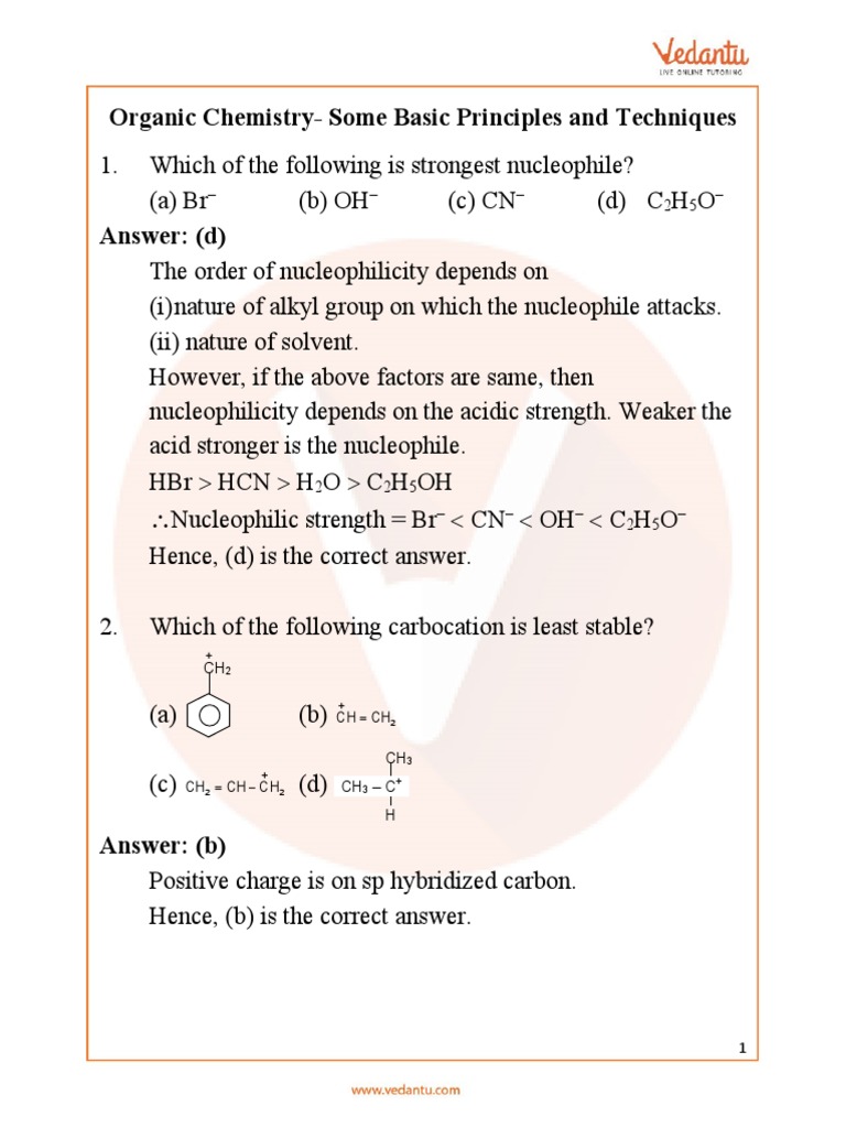 NEET Organic Chemistry - Some Basic Principles and Techniques Important ...
