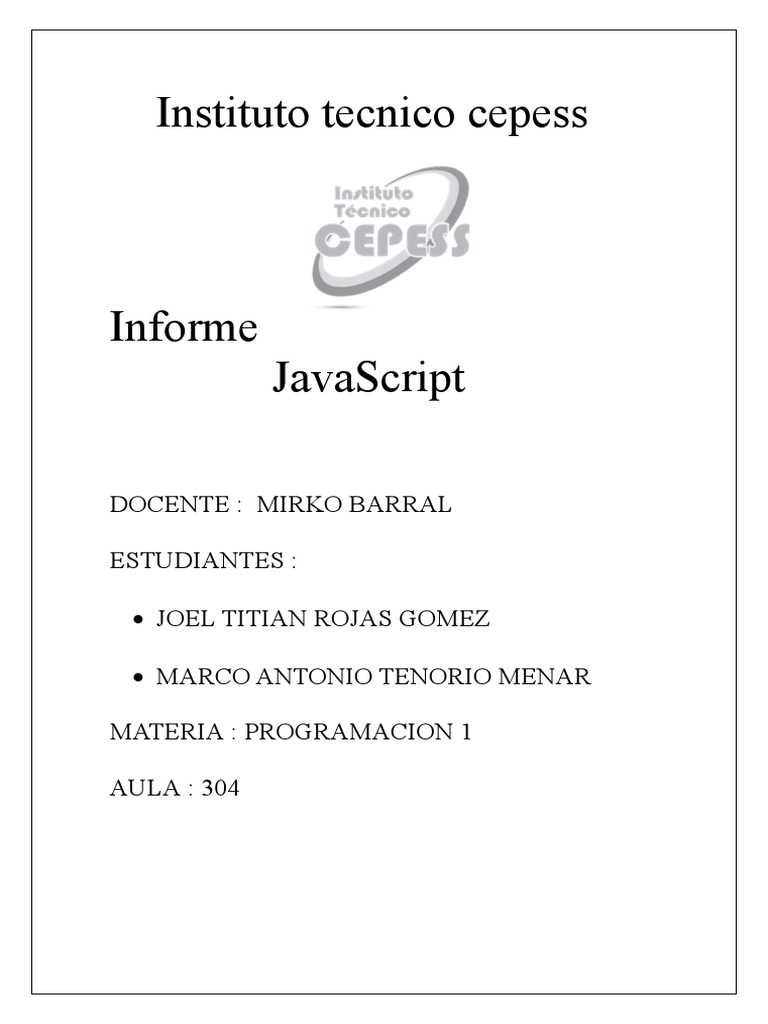 Instituto Tecnico Cepess 2 | PDF | Script Java | Modelo de objeto de ...