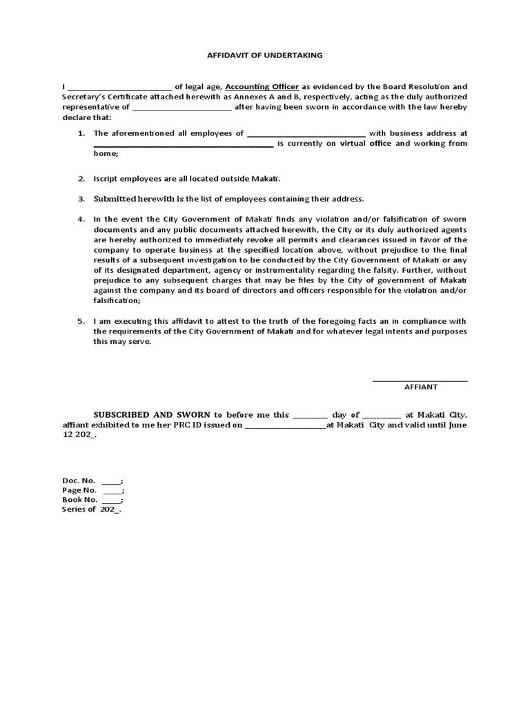 Affidavit of Undertaking2 | PDF