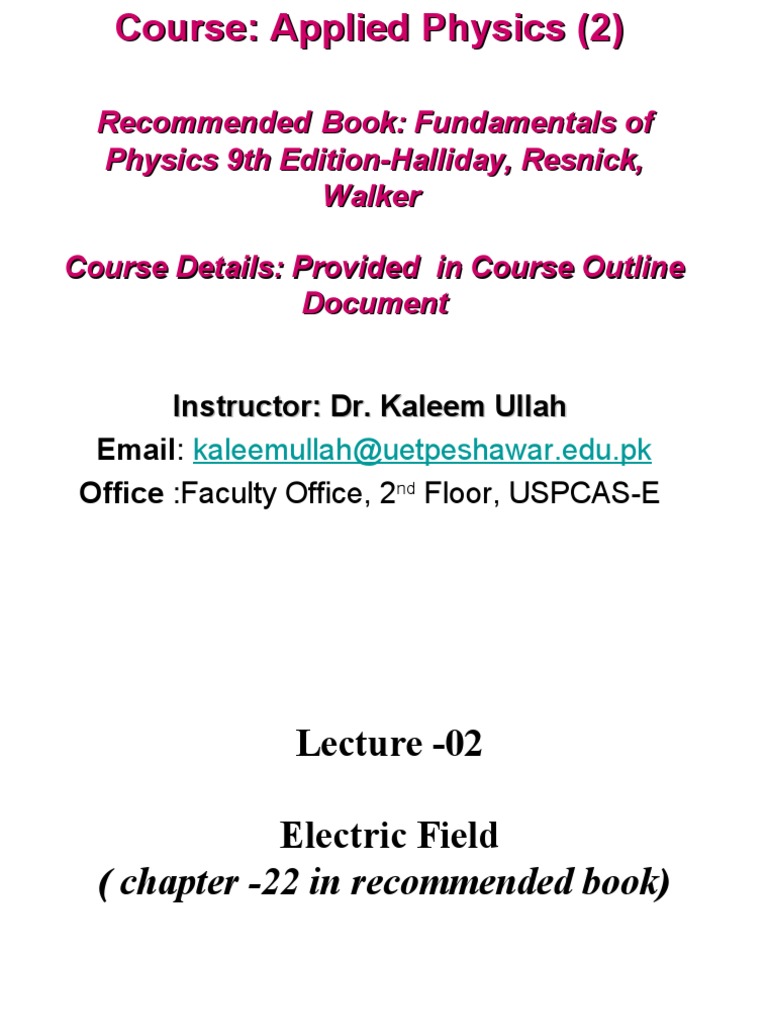 ELECTRIC FIELD LECTURE NOTES PDF visual data 2