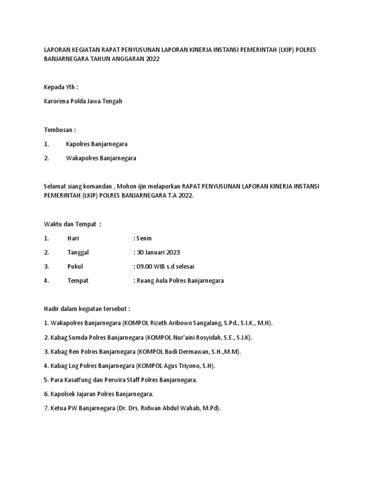 Laporan Kegiatan Rapat Penyusunan Lkip | PDF