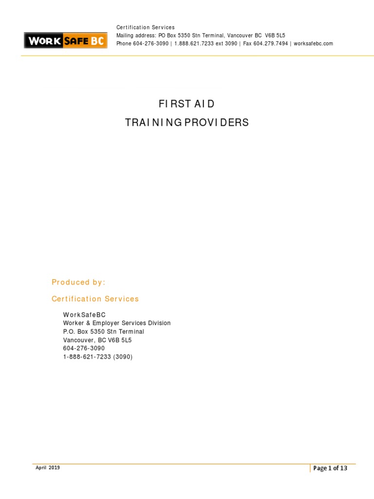 First Aid Training Providers PDF en PDF