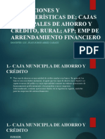 Atribuciones y Características de Cajas Municipales de Ahorro y Crédito, Rural Afp Emp de Arrendamiento Financiero