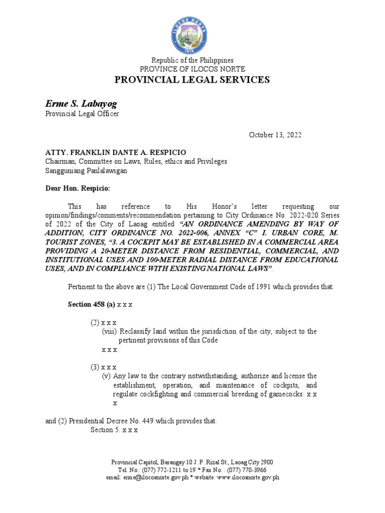 Comment City Ordinance No. 2022 020 Laoag Download Free PDF Zoning Government