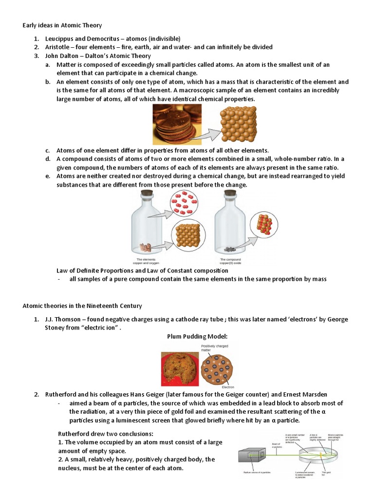 Early Ideas in Atomic Theory | PDF | Atoms | Atomic Nucleus