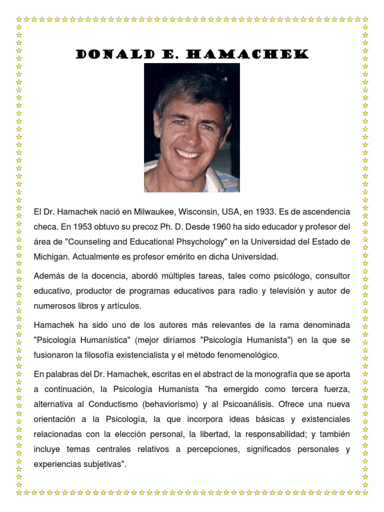 Hamachek y la Psicología Humanista | PDF | Filosofía
