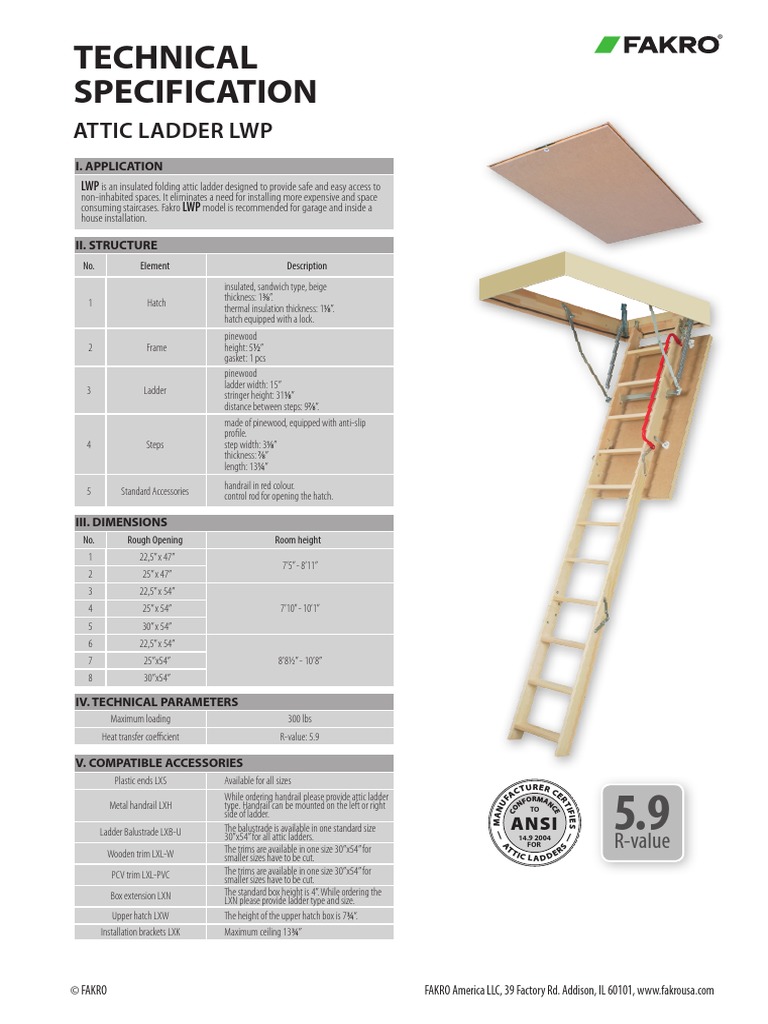 Insulated Folding Attic Ladder Specs | PDF | Building Engineering ...