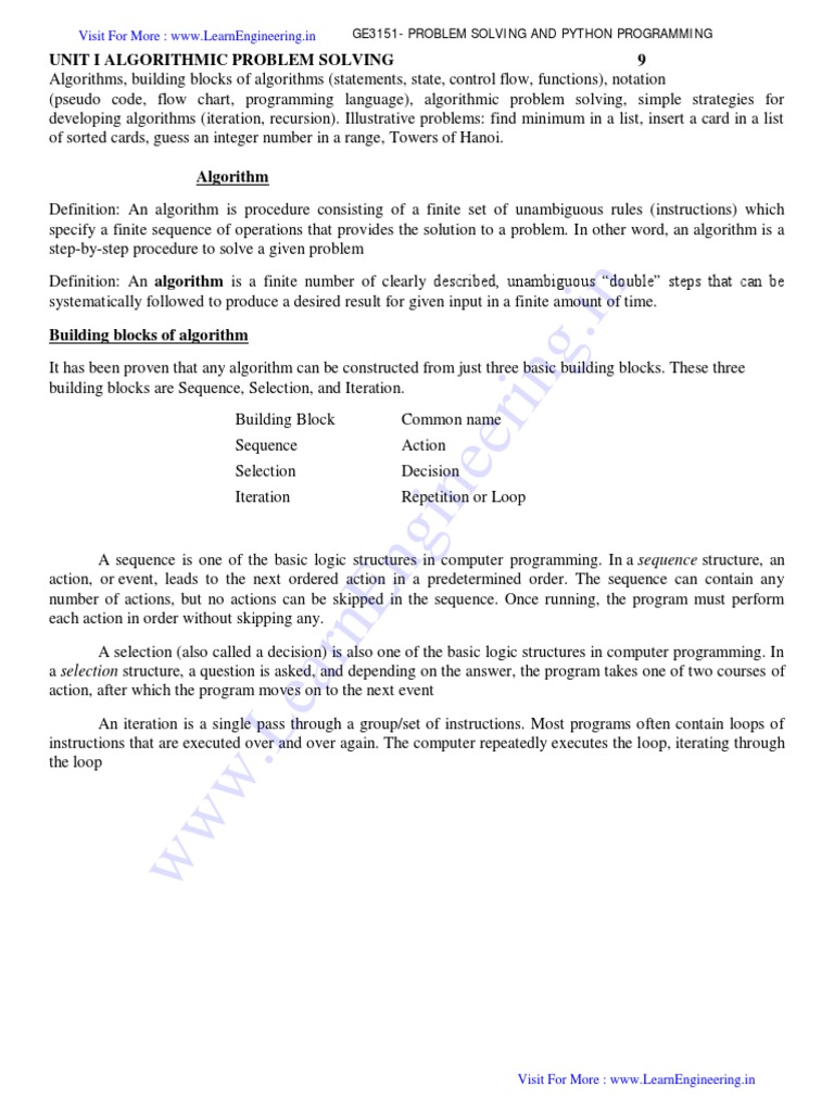 GE3151 Problem Solving and Python Programming - 01 - by ...