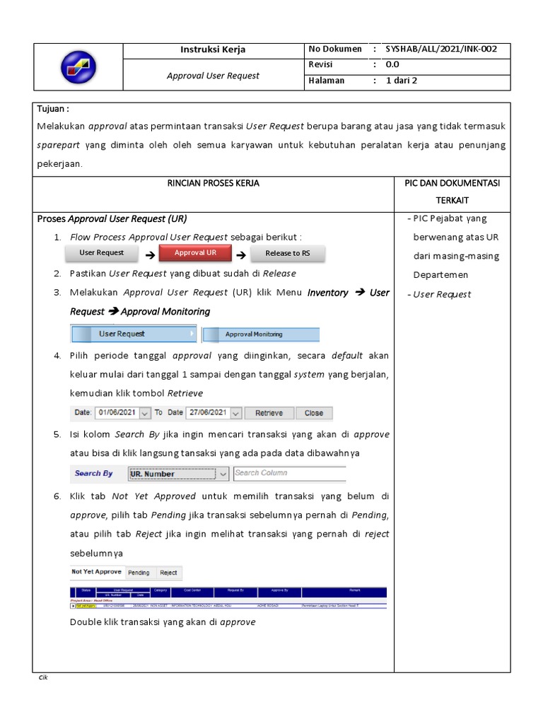 Proses Approval User Request di Syshab | PDF