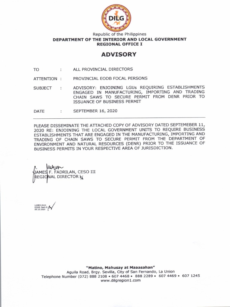 Advisory Chainsaw Permits PDF