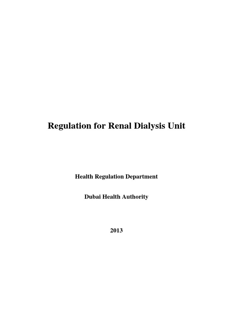 Regulation For Renal Dialysis Unit PDF