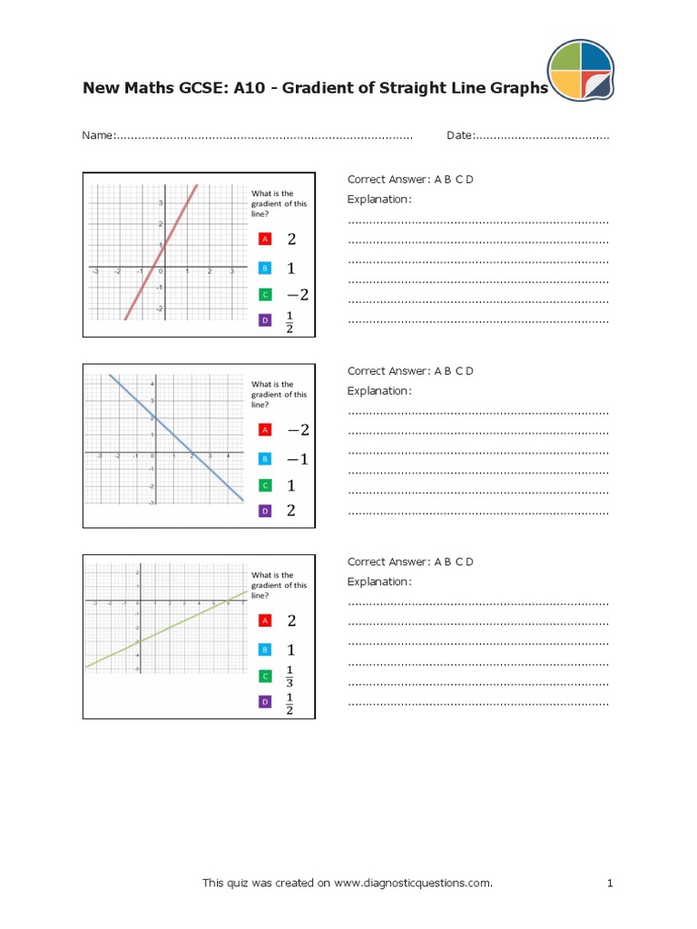 Gradient of Straight Line Graphs | PDF