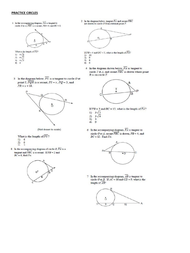 Circles Practice Problems PDF