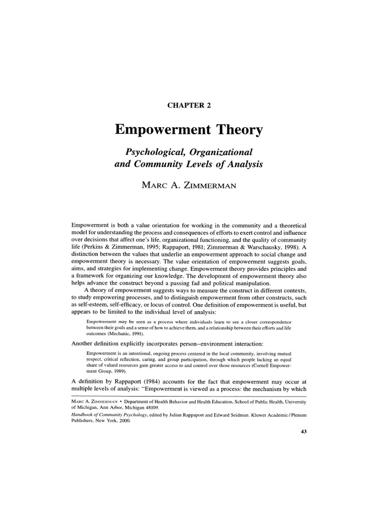 Empowerment Theory Zimmerman | PDF