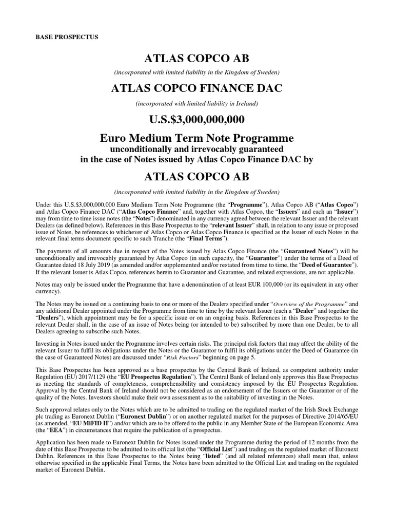 Atlas Atlas Copco - EMTN Update 2021 - Base Prospectus - Final-July | PDF