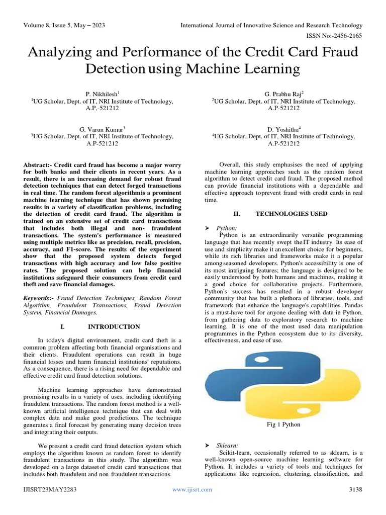 Analyzing and Performance of The Credit Card Fraud Detection Using ...