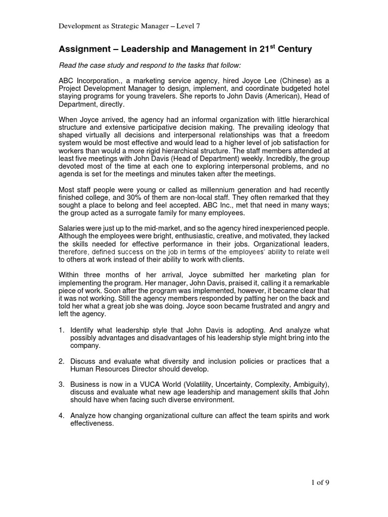 Unit 724 Assignment (Development As Strategic Manager) Level 7 ...