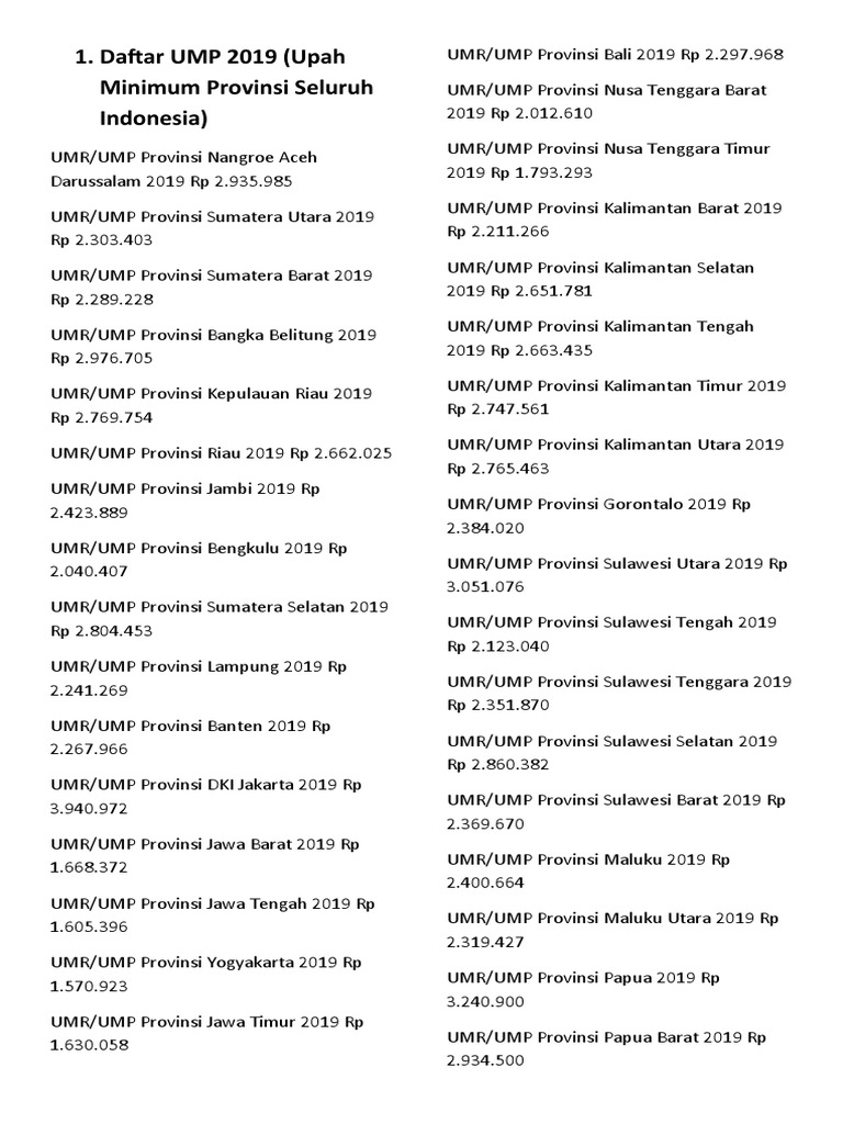Daftar Ump 2019 Pdf