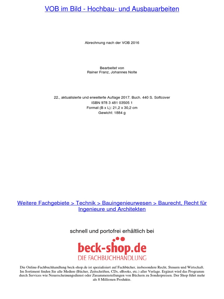 VOB Im Bild - Hochbau - Und Ausbauarbeiten | PDF