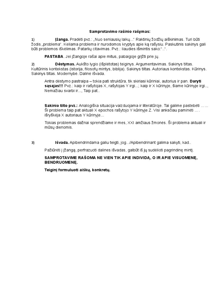 Samprotavimo Rašinio Rašymas | PDF