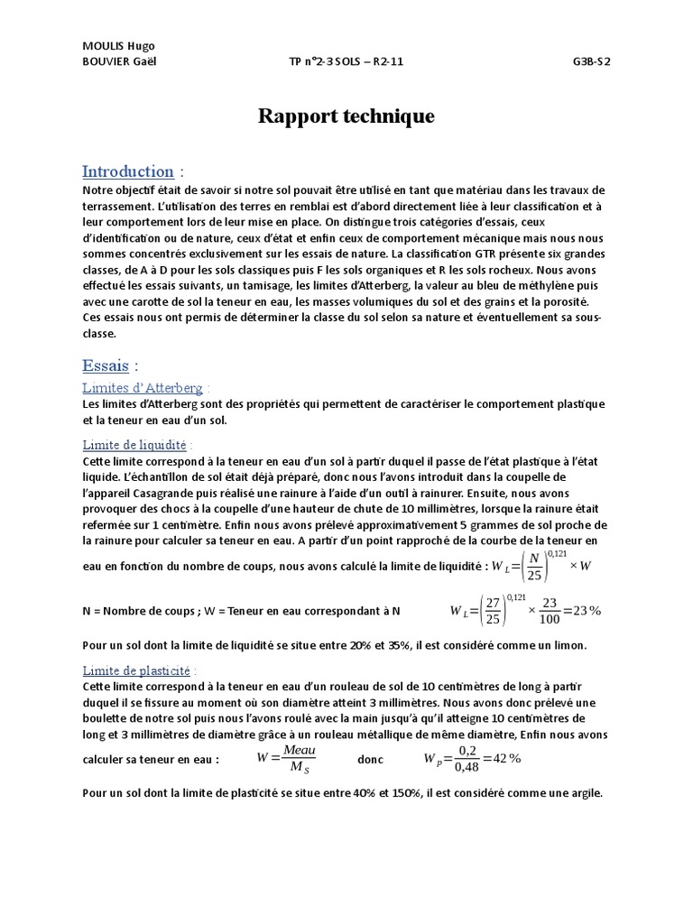 Rapport Technique | PDF | Sciences de la terre | Mécanique des sols