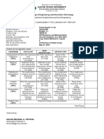 Rubric Assessment For Laboratory Report: Performance of Water Pump