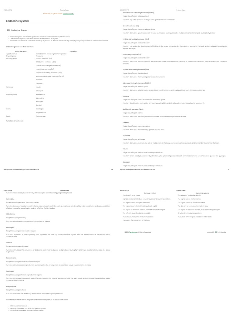 Endocrine System PDF Endocrine System Luteinizing Hormone