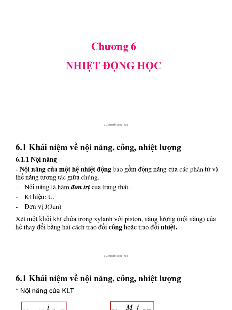 6. Các Yếu Tố Ảnh Hưởng Đến Nội Năng