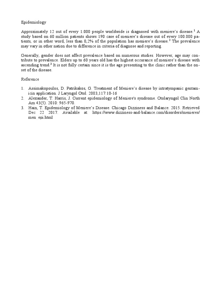 Epidemiology of Meniere's Disease PDF