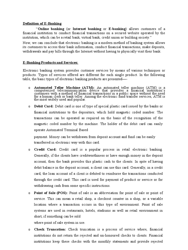 Electronic Banking PDF Banks Online Banking
