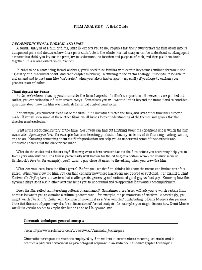 Film Analysis PDF Film Theory