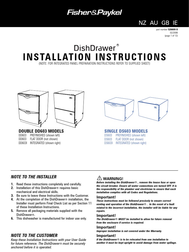 Fisher and Paykel Dd603m Installation | Ac Power Plugs And Sockets |  Cabinetry