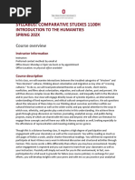 Comparative Studies 1100H Introduction To The Humanities (Honors)