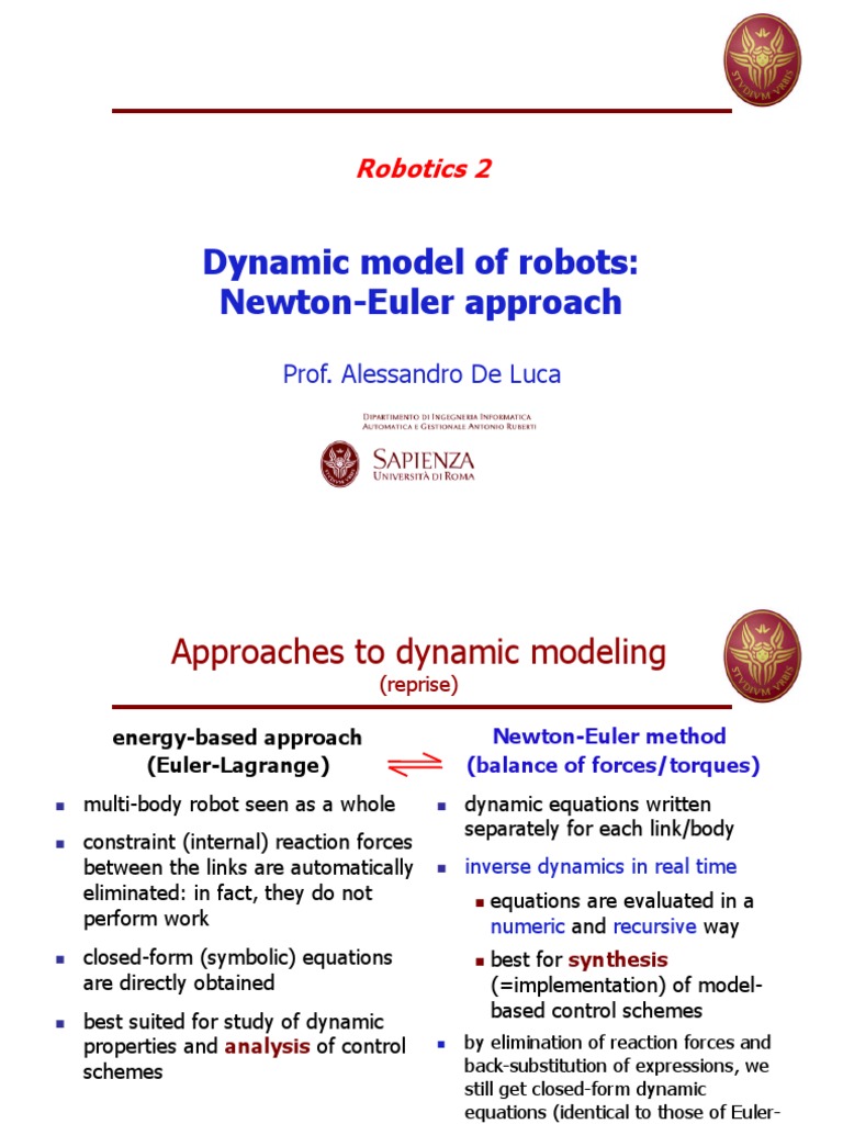 Newton-Euler Dynamics in Robotics | PDF | Rotation Around A Fixed Axis ...