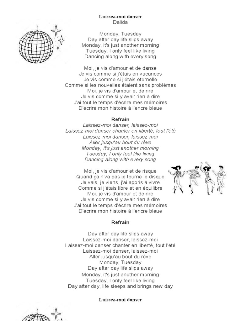 Laissezmoi danser paroles PDF
