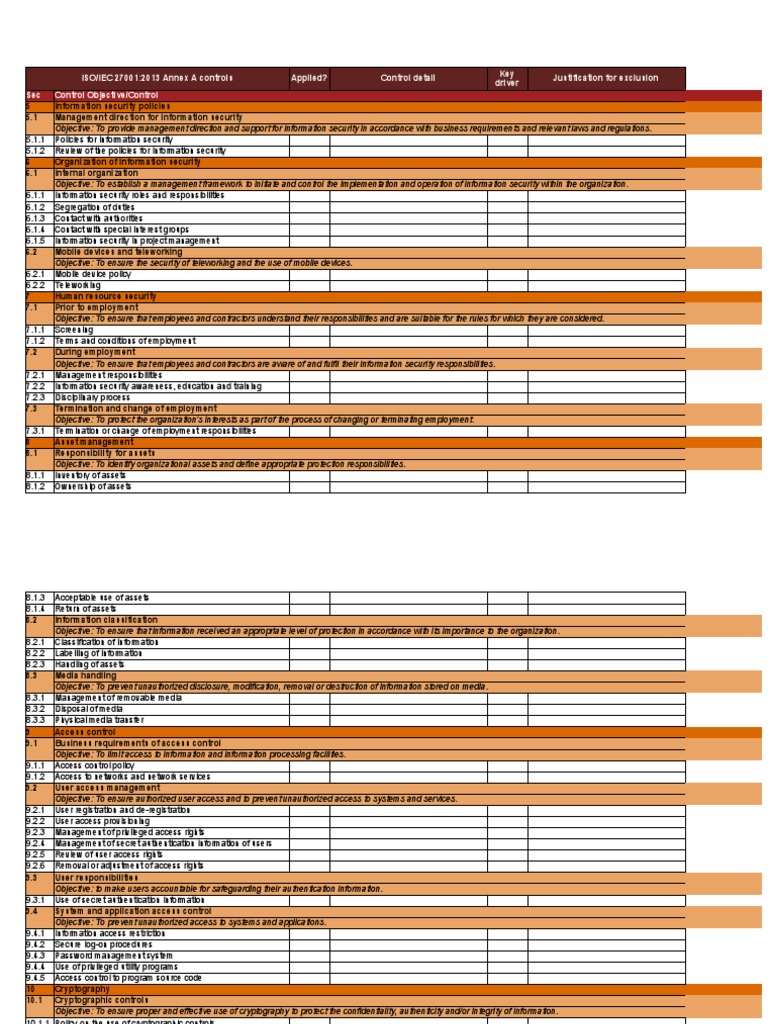 ISO 27001 Statement-of-Applicability | PDF | Information Security ...