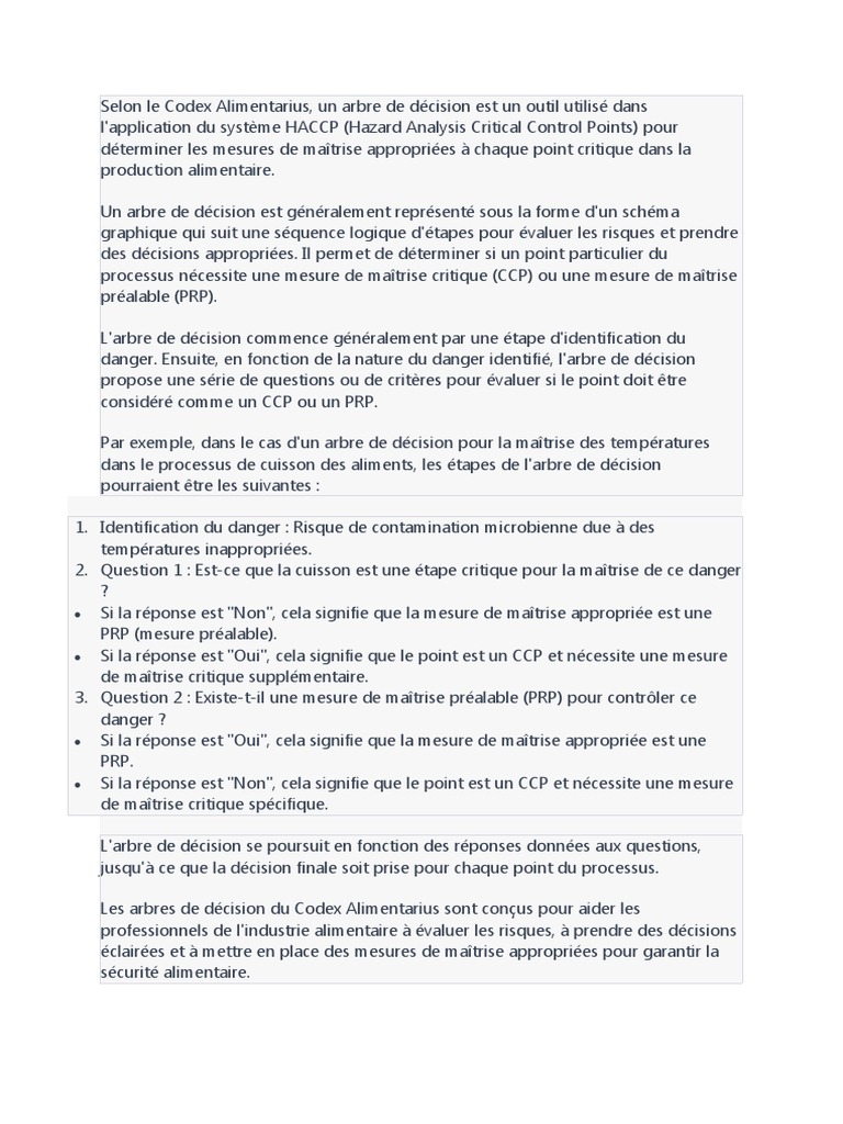 Arbre de décision HACCP selon Codex Alimentarius | PDF