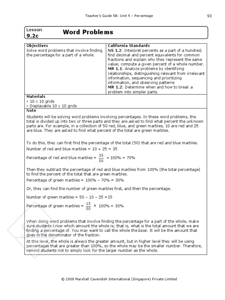 SingaporeMaths Wordproblems | PDF
