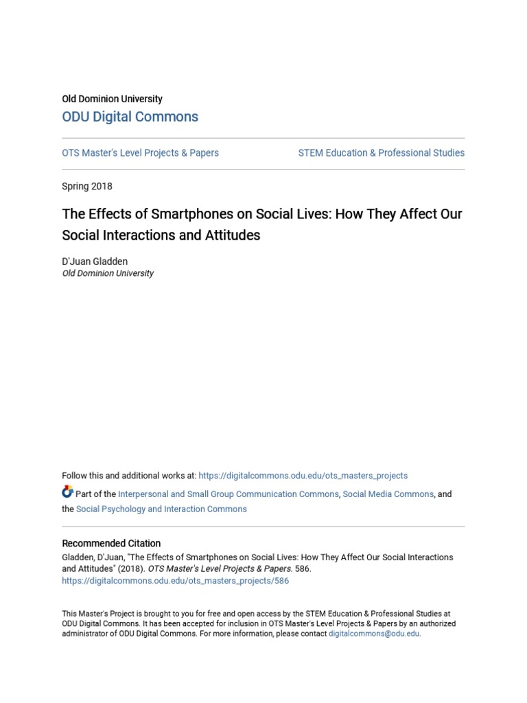 Impact of Smartphones on Social Life | PDF | Social Science | Computers