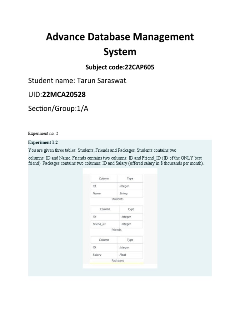 SQL Query for Student Salary Comparison | PDF | Computers