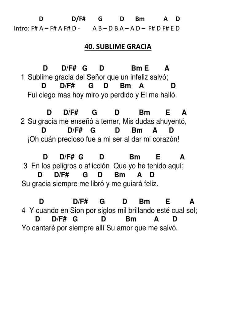 Acordes 40 Sublime Gracia | PDF