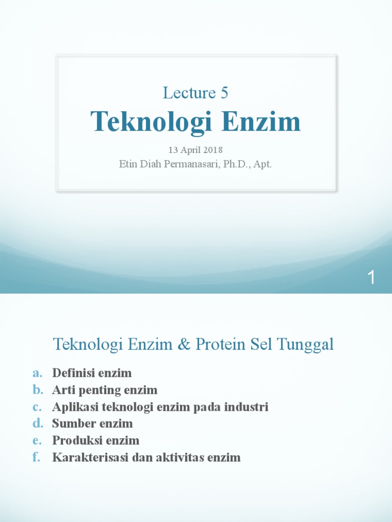 Lect 5 Teknologi Enzim | PDF