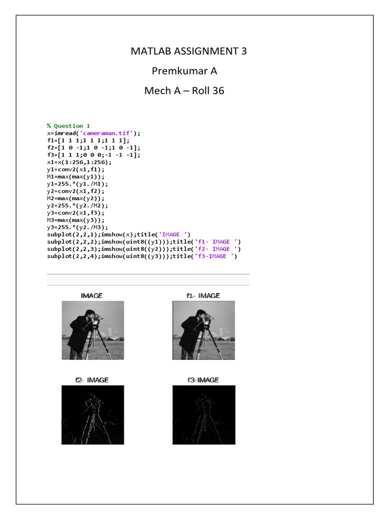 Matlab Assignment 3 | PDF