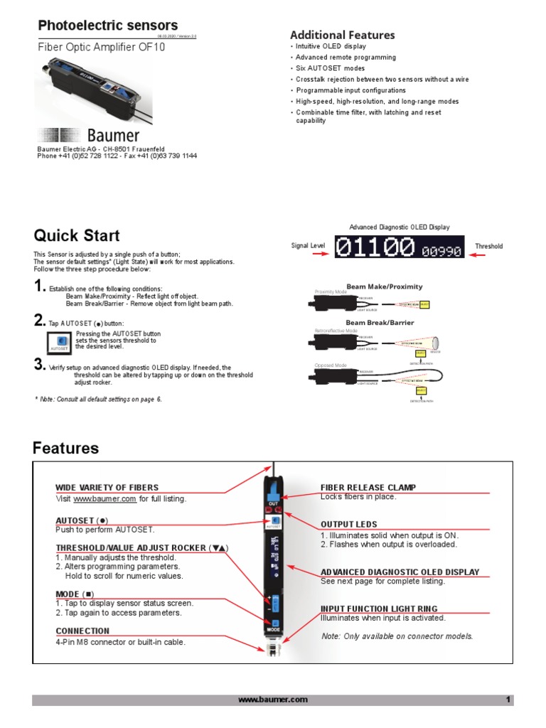 Baumer CH-8501 Sensor Quick Guide | PDF | Parameter (Computer ...