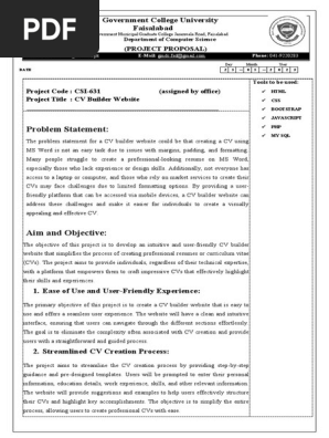 cv builder website proposal